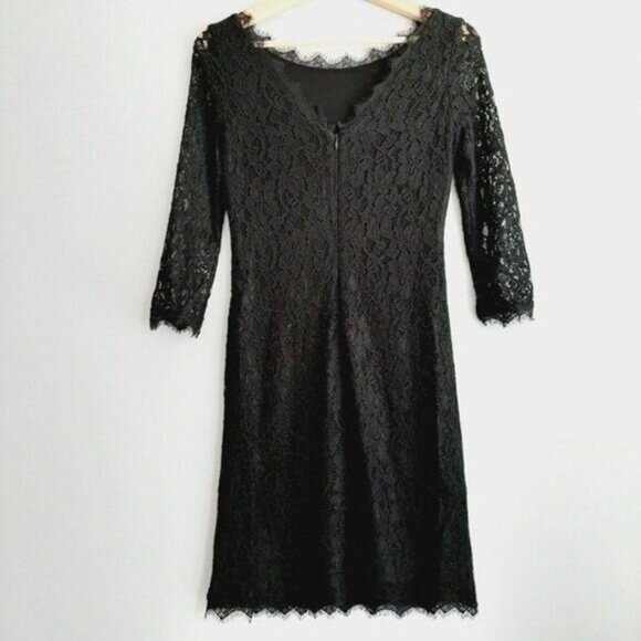 Aritzia / BABATON Rafael Black Floral Lace Long Sleeve Dress Sz 2 - Picture 9 of 12